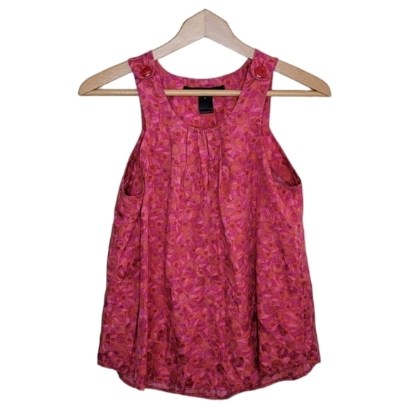 Marc by Marc Jacobs | Pink Orange Abstract Floral Tank Button Straps Size Small - Picture 1 of 5